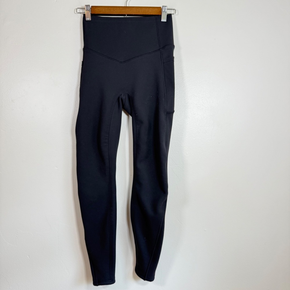 Halara Fleece Lined High Waisted Side Pocket Leggings Size S Black